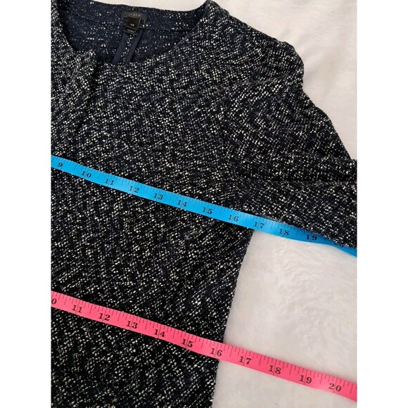 J.Crew Tweed Long Sleeve Zip Fasten Collarless Jacket Blue White Size XS - Picture 8 of 12